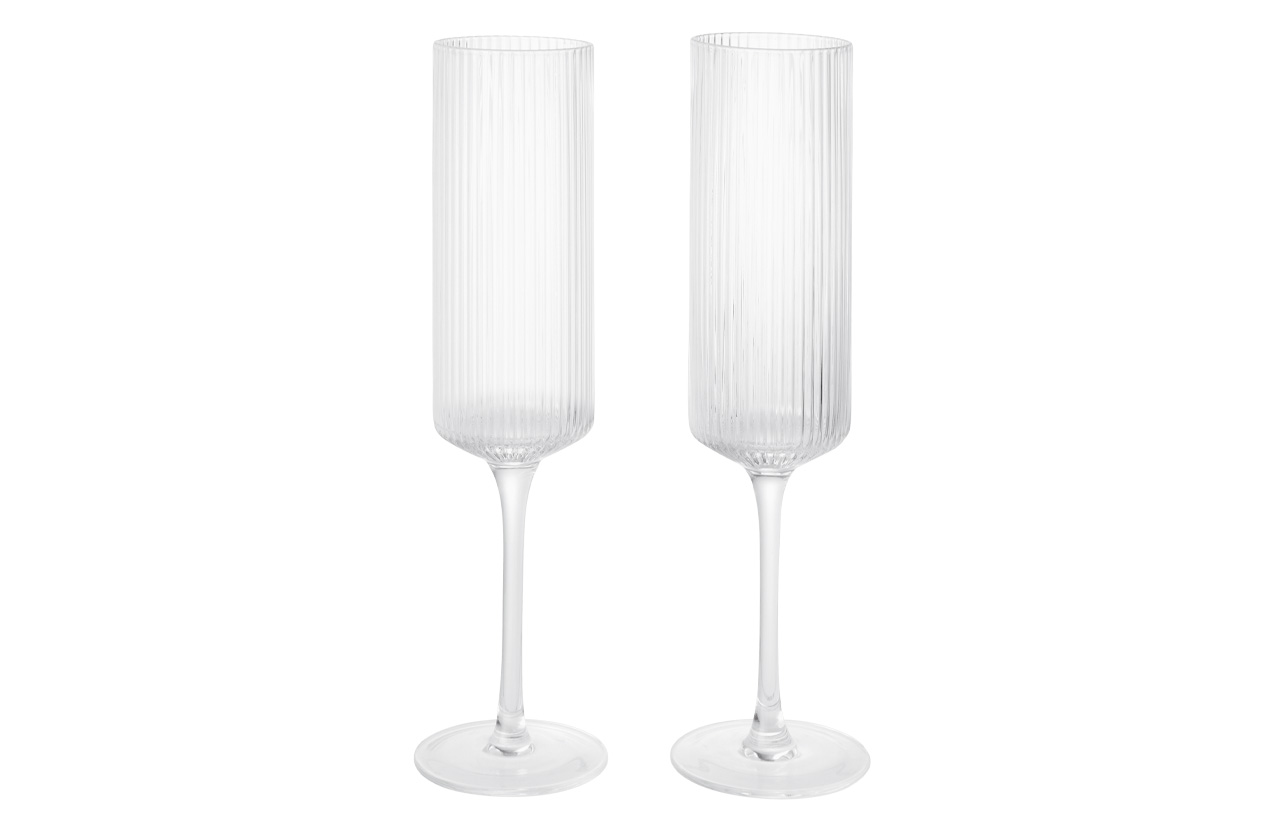 RIPPLE Champagne Flutes, Set of 2, 150 ml.