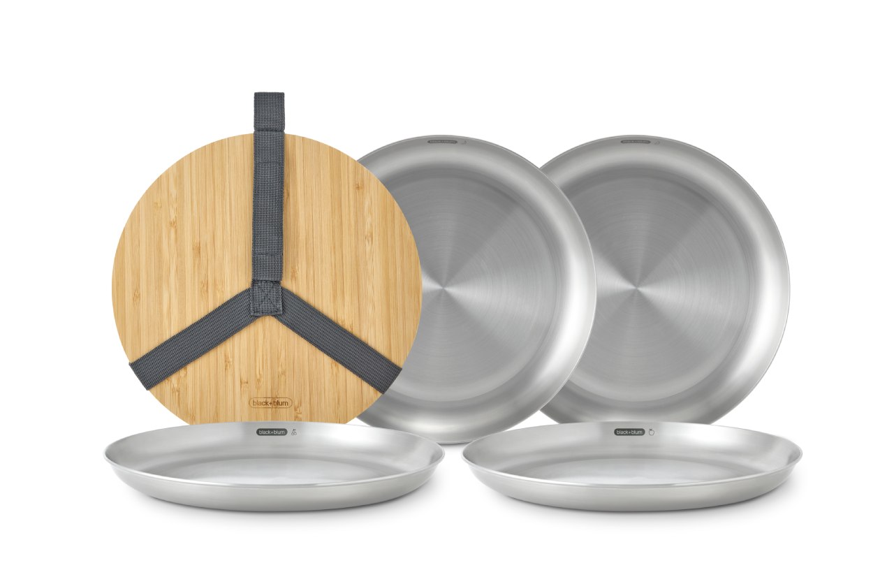 STAINLESS STEEL travel plate set, 4 pcs.